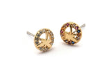 Gold Dragonfly Earring, 4 Gold Plated Brass Round Shaped Dragonfly Stud Earrings, CZ Pave, Zircon Dragonfly Stud Earrings (8mm) SY0280