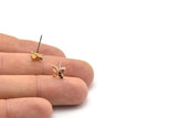 Gold Butterfly Earring, 4 Gold Plated Brass Butterfly Stud Earrings, CZ Pave Earrings, Zircon Butterfly Stud Earrings (7x8mm) SY0250