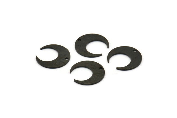 Siyah Ay Tılsımı, 1 Delikli 10 Dokulu Oksitlenmiş Siyah Pirinç Hilal Tılsımı (14x13,5x0,80 mm) M01648