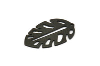 Siyah Yaprak Tılsımı, 1 Delikli 4 Oksitlenmiş Siyah Pirinç Yaprak Tılsımı, Yaprak Tılsımı Küpeleri (30x20x0,80 mm) M01679