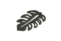 Siyah Yaprak Tılsımı, 1 Delikli 4 Oksitlenmiş Siyah Pirinç Yaprak Tılsımı, Yaprak Tılsımı Küpeleri (30x20x0,80 mm) M01700