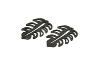 Siyah Yaprak Tılsımı, 1 Delikli 4 Oksitlenmiş Siyah Pirinç Yaprak Tılsımı, Yaprak Tılsımı Küpeleri (30x20x0,80 mm) M01700