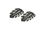 Siyah Yaprak Tılsımı, 1 Delikli 4 Oksitlenmiş Siyah Pirinç Yaprak Tılsımı, Yaprak Tılsımı Küpeleri (30x20x0,80 mm) M01700