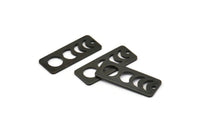 Siyah Dikdörtgen Charm, 1 Delikli 8 Oksitlenmiş Siyah Pirinç Ay Evreleri Charm'ı (25x10x0,80 mm) M01992 H0952