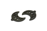Siyah Ay Tılsımı, 1 Döngü ve 1 Delikli 12 Oksitlenmiş Siyah Pirinç Hilal Evreleri Tılsımı (15x9x1mm) M01993 H0972
