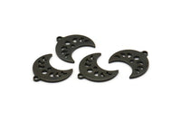 Siyah Ay Tılsımı, 1 Döngü ve 1 Delikli 12 Oksitlenmiş Siyah Pirinç Hilal Evreleri Tılsımı (15x9x1mm) M01993 H0972