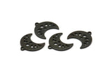 Siyah Ay Tılsımı, 1 Döngü ve 1 Delikli 12 Oksitlenmiş Siyah Pirinç Hilal Evreleri Tılsımı (15x9x1mm) M01993 H0972