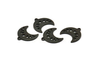 Siyah Ay Tılsımı, 1 Döngülü 12 Oksitlenmiş Siyah Pirinç Hilal Evreleri Tılsımı (15x9x1mm) M01994