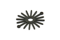 Siyah Güneş Charm, 2 Döngülü 8 Dokulu Oksitlenmiş Siyah Pirinç Güneş Bağlantı Parçası, Kolye Uçları (29x25x0,80 mm) M01673 H1057