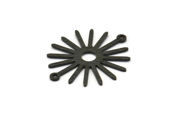 Siyah Güneş Charm, 2 Döngülü 8 Dokulu Oksitlenmiş Siyah Pirinç Güneş Bağlantı Parçası, Kolye Uçları (29x25x0,80 mm) M01673 H1057