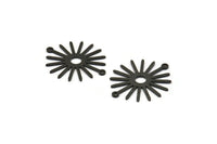 Siyah Güneş Charm, 2 Döngülü 8 Dokulu Oksitlenmiş Siyah Pirinç Güneş Bağlantı Parçası, Kolye Uçları (29x25x0,80 mm) M01673 H1057