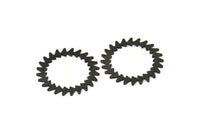 Siyah Daire Charm, 2 Oksitlenmiş Siyah Pirinç Daire Charm, Pirinç Bağlantı Parçaları, Bağlantı Parçaları, Bağlantı Parçaları (34x0,80 mm) M01617