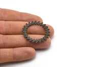 Siyah Daire Charm, 2 Oksitlenmiş Siyah Pirinç Daire Charm, Pirinç Bağlantı Parçaları, Bağlantı Parçaları, Bağlantı Parçaları (34x0,80 mm) M01617