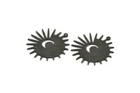 Siyah Güneş Tılsımı, 1 Döngülü 4 Dokulu Oksitlenmiş Siyah Pirinç Güneş ve Hilal Tılsımı, Bulgular (29x28x0,80 mm) M02008