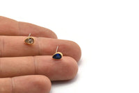 Gold Drop Earring, 4 Gold Plated Brass Drop Stud Earrings (8x5mm) SY0256