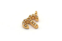 Gold Aries Charm, Gold Plated Aries, Cubic Zircon, 2 CZ Pave Aries Charms, Zircon Zodiac Charm Pendants With 1 Loop (12x8mm) SY0203