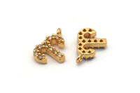 Gold Aries Charm, Gold Plated Aries, Cubic Zircon, 2 CZ Pave Aries Charms, Zircon Zodiac Charm Pendants With 1 Loop (12x8mm) SY0203