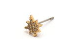 Gold Pole Star Earring, 4 Gold Plated Brass Lodestar Shaped Stud Earrings, CZ Pave Earrings, Zircon North Star Stud Earrings (9x7mm) SY0259