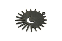Siyah Güneş Tılsımı, 1 Döngülü 4 Oksitlenmiş Siyah Pirinç Güneş ve Hilal Tılsımı, Bulgular (29x28x0,80 mm) M02012