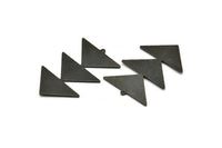 Siyah Üçgen Charm, 1 Döngülü 2 Oksitlenmiş Siyah Pirinç Üçgen Charm (47x30x1mm) M01802