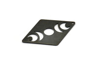 Black Diamond Charm, 4 Oxidized Black Brass Moon Charms With 1 Hole, Rhombus Blanks (40x26x0.80mm) M01670 H0926