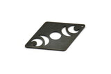 Black Diamond Charm, 4 Oxidized Black Brass Moon Charms With 1 Hole, Rhombus Blanks (40x26x0.80mm) M01670 H0926