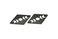Black Diamond Charm, 4 Oxidized Black Brass Moon Charms With 1 Hole, Rhombus Blanks (40x26x0.80mm) M01670 H0926
