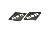 Black Diamond Charm, 4 Oxidized Black Brass Moon Charms With 1 Hole, Rhombus Blanks (40x26x0.80mm) M01670 H0926