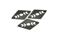 Black Diamond Charm, 4 Oxidized Black Brass Moon Charms With 1 Hole, Rhombus Blanks (40x26x0.80mm) M01670 H0926