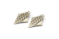 Silver Diamond Charms, 25 Antique Silver Plated Brass Arrow Head Charms With 1 Hole Findings (17x12mm) Brs 648 A0471