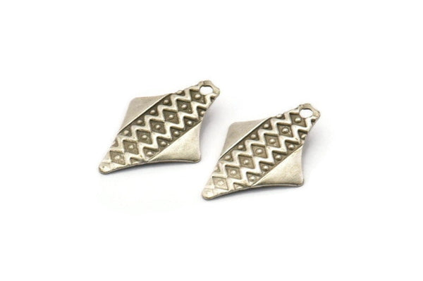 Silver Diamond Charms, 25 Antique Silver Plated Brass Arrow Head Charms With 1 Hole Findings (17x12mm) Brs 648 A0471