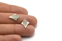 Silver Diamond Charms, 25 Antique Silver Plated Brass Arrow Head Charms With 1 Hole Findings (17x12mm) Brs 648 A0471