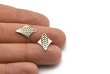 Silver Diamond Charms, 25 Antique Silver Plated Brass Arrow Head Charms With 1 Hole Findings (17x12mm) Brs 648 A0471