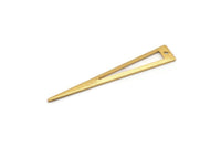 Gold Triangle Charm, 4 Textured Gold Plated Brass Triangle Charms With 1 Hole, Findings (50x8x0.80mm) M155