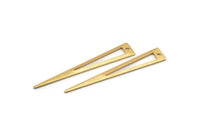 Gold Triangle Charm, 4 Textured Gold Plated Brass Triangle Charms With 1 Hole, Findings (50x8x0.80mm) M155