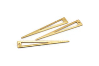 Gold Triangle Charm, 4 Textured Gold Plated Brass Triangle Charms With 1 Hole, Findings (50x8x0.80mm) M155