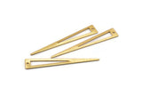 Gold Triangle Charm, 4 Textured Gold Plated Brass Triangle Charms With 1 Hole, Findings (50x8x0.80mm) M155