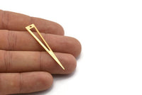 Gold Triangle Charm, 4 Textured Gold Plated Brass Triangle Charms With 1 Hole, Findings (50x8x0.80mm) M155