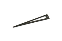 Black Triangle Charm, 8 Textured Oxidized Black Brass Triangle Charms With 1 Hole, Findings (50x8x0.80mm) M155