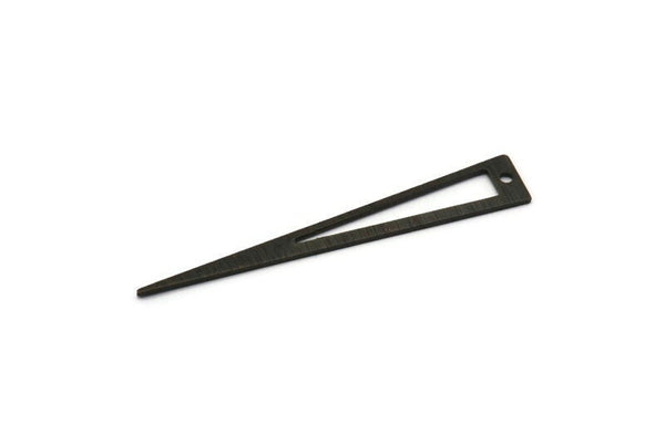 Black Triangle Charm, 8 Textured Oxidized Black Brass Triangle Charms With 1 Hole, Findings (50x8x0.80mm) M155