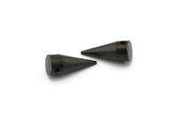 Black Spike Tribal , 6 Oxidized Brass Black  Spike Tribal Pendant (18x7mm) A0762 S484