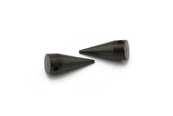 Black Spike Tribal , 6 Oxidized Brass Black  Spike Tribal Pendant (18x7mm) A0762 S484