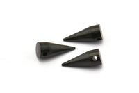 Black Spike Tribal , 2 Oxidized Brass Black  Spike Tribal Pendants (18x7mm) A0762 S484