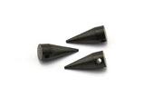 Black Spike Tribal , 2 Oxidized Brass Black  Spike Tribal Pendants (18x7mm) A0762 S484