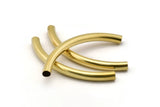Brass Noodle Tubes - 12 Raw Brass Curved Tube Findings (7x78mm) Bt002 Brc253