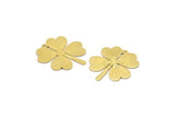 Brass Leaf Charm, 10 Raw Brass Four Leaf Clover Charms With 1 Hole, Charm Earrings (21x19x0.70mm) M02859