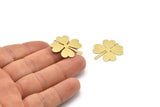 Brass Leaf Charm, 6 Raw Brass Four Leaf Clover Charms With 1 Hole, Charm Earrings (27x25x0.80mm) M02860