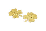 Brass Leaf Charm, 6 Raw Brass Four Leaf Clover Charms With 1 Hole, Charm Earrings (27x25x0.80mm) M02861