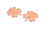 Copper Leaf Charm, 4 Raw Copper Four Leaf Clover Charms With 1 Hole, Charm Earrings (27x25x0.80mm) M02857