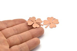 Copper Leaf Charm, 4 Raw Copper Four Leaf Clover Charms With 1 Hole, Charm Earrings (27x25x0.80mm) M02857